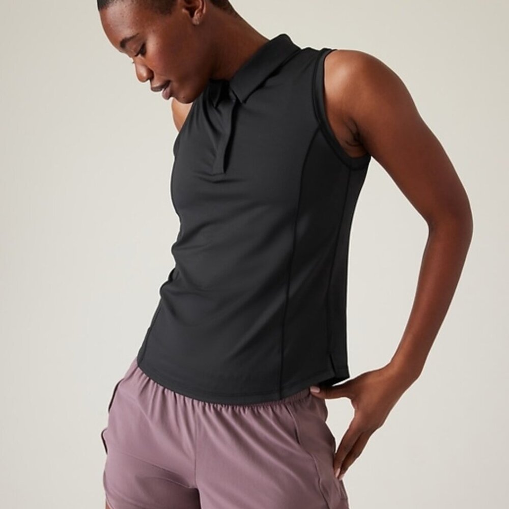 Athleta black polo tank size Small